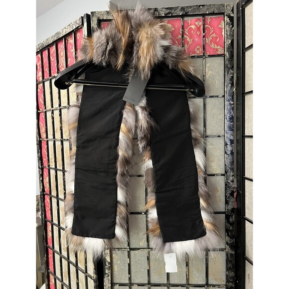 Alberto Makali blue Fox Fur Stole Wrap Scarf Shawl Multicolor Brown Hues NWT 52” - Picture 7 of 16
